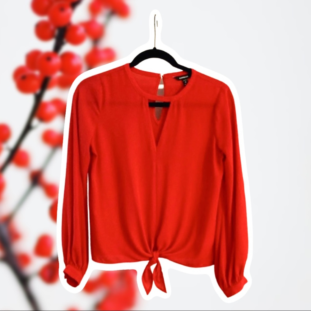 Express | Red Front Tie Blouse